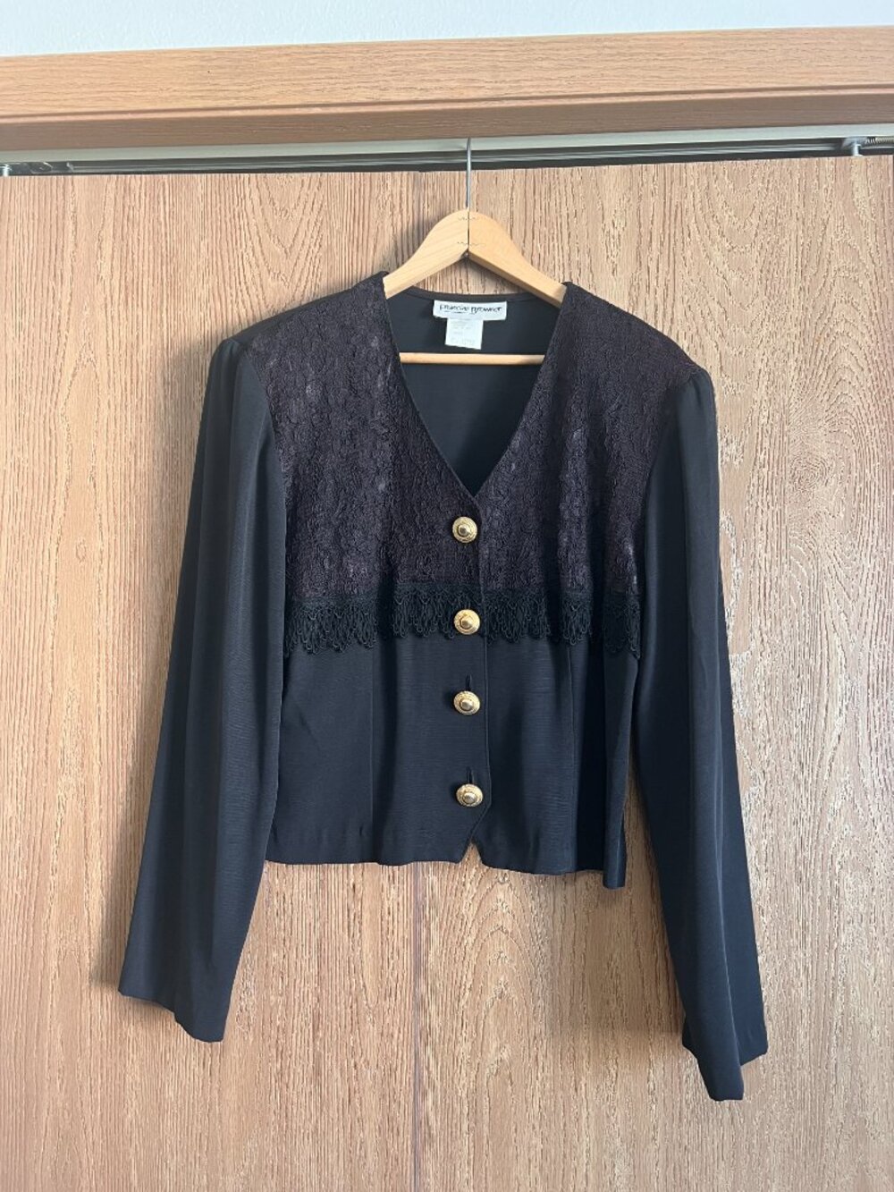 80s Black Vintage Blouse-Francine Browner